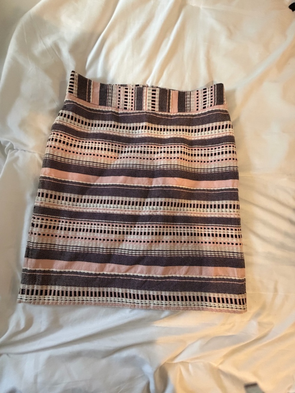 LOFT Striped Mini Skirt in Pink and Black